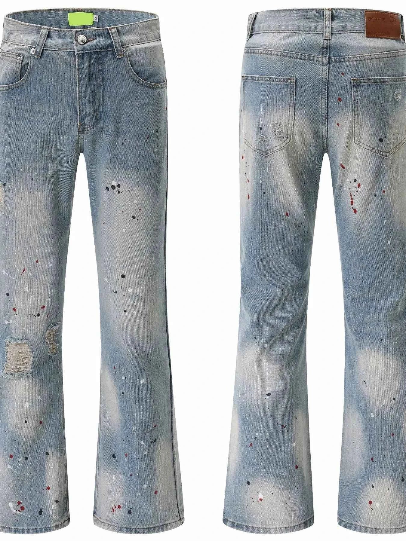 Men's Washed Distressed Bootcut Jeans